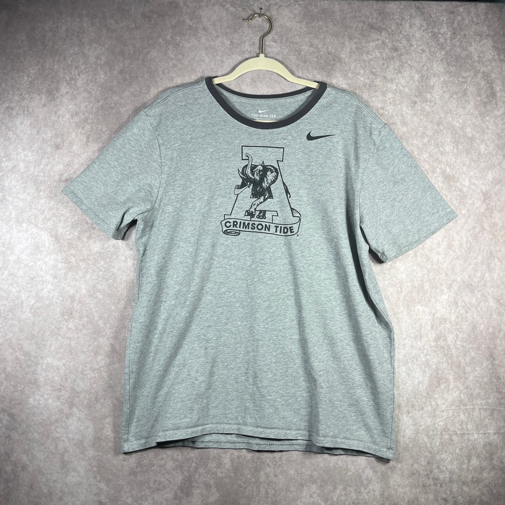 Nike Alabama Crimson Tide T-Shirt Mens Size XL Gray Athletic Cut Heavyweight